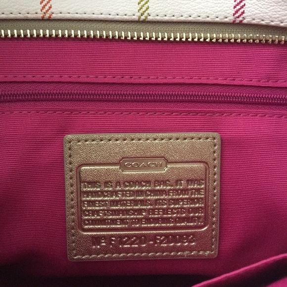 Coach Heritage Cream Leather Tattersall Tote - Picture 3 of 5